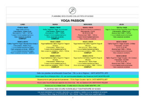 Planning des cours de yoga à Montpellier